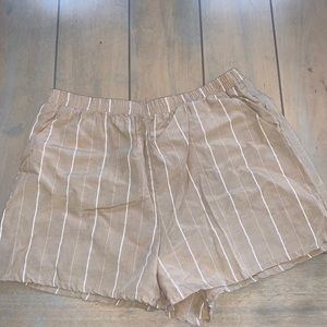 Tan Shorts with White Stripes